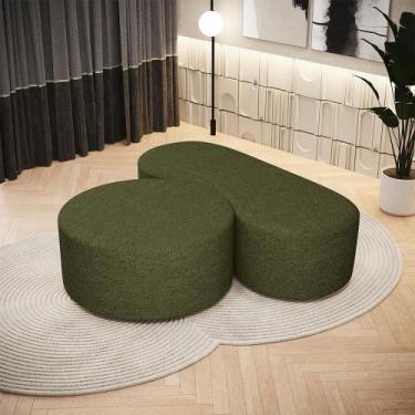 Imagem de Kit Puff Redondo Lola e Puff Recamier Orgânico Orbit W01 Linho Verde -