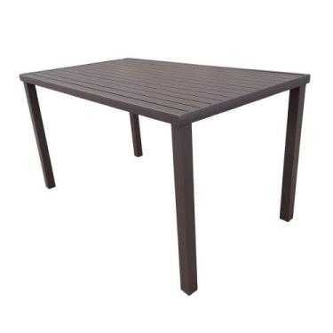Imagem de Mesa Tampo Ripado Retangular 1.40x0.80m Alumínio Marrom - Franfer