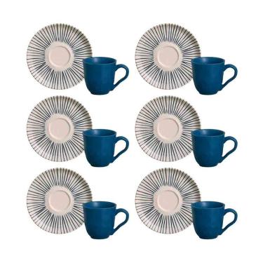 Imagem de Conjunto de Xícaras e Pires para Café Bio Elemento Cinza em Stoneware com 6 Peças Porto Brasil