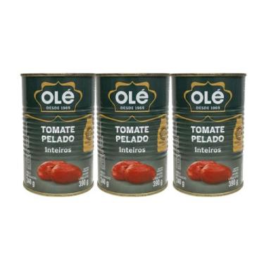 Imagem de Tomate Pelado Inteiros Olé Lata 390g (240g Drenado) Kit c/ 3