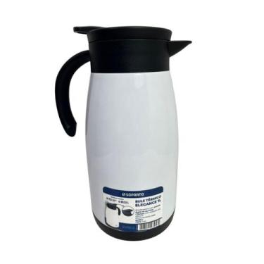 Imagem de Bule Térmico Soprano 1 Litro Aço Inox Com Gatilho Branco