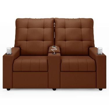 Imagem de Poltrona De Cinema Reclinável 2 Lugares Baú Usb Mallie Fh9 Veludo Terracota - Mpozenato