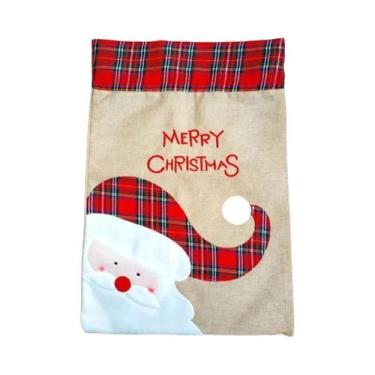 Imagem de Grande Bolsa De Presente De Natal Em Linho Feita À Mão Com Cordão, Dec