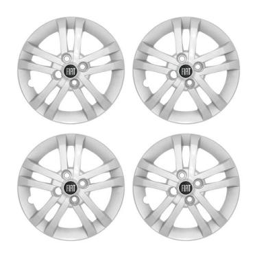 Imagem de Jogo Calota Aro 14 Fiat Argo 2021 2022 Prata + Emblema Resinado - GRID