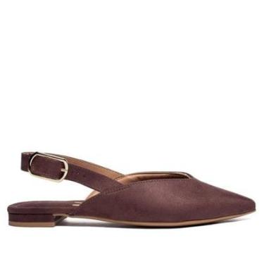 Imagem de Sapatilha Feminina Vizzano Slingback Camurça Marrom Escuro-Feminino