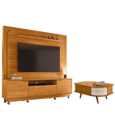 Imagem de Estante Home Theater Nilo com Rodízios Cinamomo com Mesa de Centro Ind