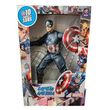 Imagem de Boneco Capitão America Gigante 45cm Marvel Fala 10 Frases MIMO - 0592