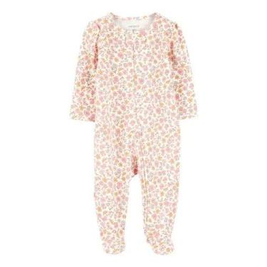 Imagem de Pijama Macacão Botão Pézinho Carters Cotton Algodão Bebê -, Floral, 3m