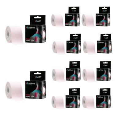Imagem de Combo 10 Fita Tapping Bandagem 5x5cm Rosa Bebê Aktive