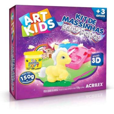 Imagem de Kit Massinha De Modelar Acrilex 150g Baby Poney 3 Amarelo