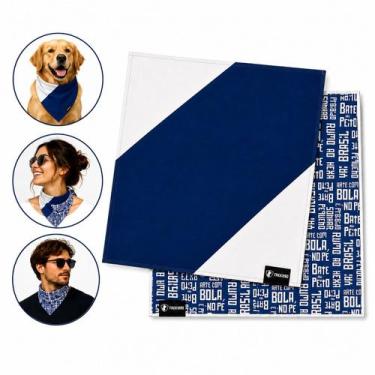 Imagem de Bandana Da Copa Azul Branca Dupla Face Confortável Estilosa G 70cmx70c
