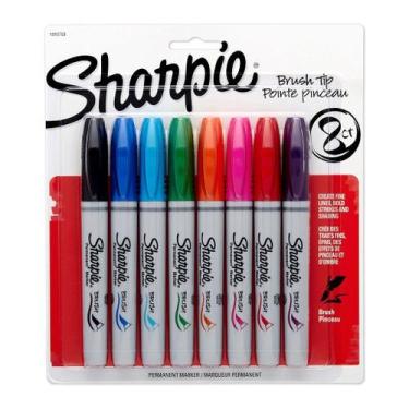 Imagem de Marcadores Permanentes Sharpie com Ponta Pincel - Blister com 8 Cores