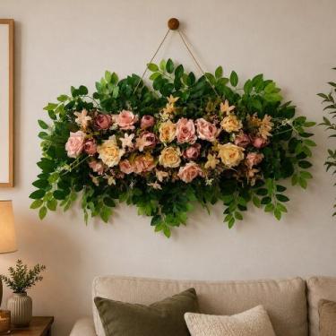 Imagem de Guirlanda Realista Floral Enfeite Flores Artificial 40x80cm - Genérico