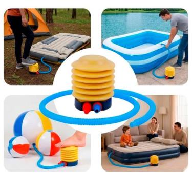 Imagem de Bomba Inflador Sanfonado Encher Colchao Boia Bola Piscina Pé - SPORT