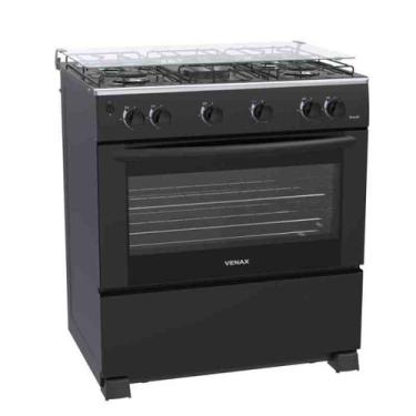 Imagem de Fogão 5 Bocas Gaudi Mesa Inox GIII Preto Fosco Gás GLP Venax, Preto, B
