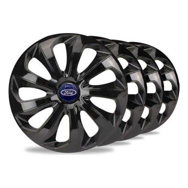 Imagem de Kit 4 Carlota Esportiva Aro 14 Black Ford Fiesta Ka Focus - Elitte