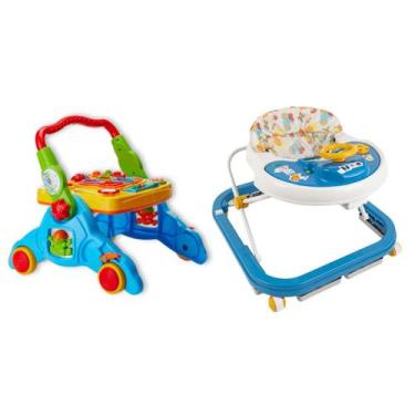 Imagem de Kit Andador Mesinha 4 Em 1 + Andador Antiqueda Bebê Infantil Sonoro Di