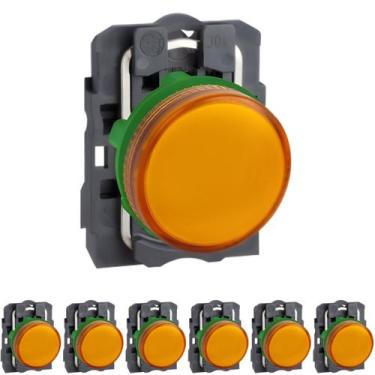 Imagem de 7 Sinalizador Plástico 22mm 250V Lâmpada Amarelo Para Lâmpada Ba9s Sch