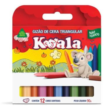 Imagem de Giz de Cera Gizão 12 Cores Koala Triangular Pacote com 12 - Delta