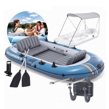 Imagem de Barco Bote Inflável Excursion 4 66324 Passeio Pesca Lazer Até 500kg 4 Pessoas PVC Vinil Intex