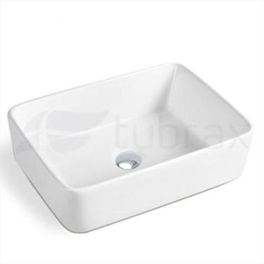 Imagem de Cuba Banheiro Lavabo Cerâmica Louça Branca Retangular Tubrax BAB0003