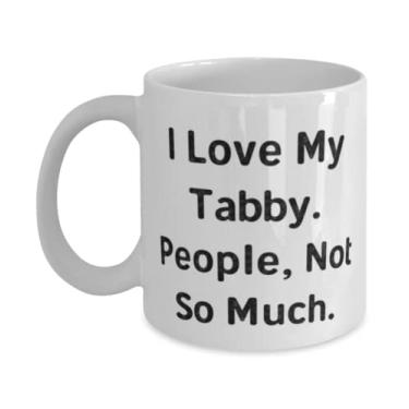 Imagem de Nice Tabby Cat Gifts, I Love My Tabby. People, Not So Much, Caneca de Natal 325 g 443 ml para gato malhado