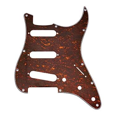 Imagem de Musiclily 11 Furos Escudo SSS Pickguard Strato para Guitarra Fender EUA/Mexicana Made Stratocaster Standard Estilo Moderno, 4 Camadas Vermelho Tortoise