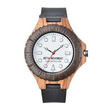 Imagem de Relógio de pulso masculino de quartzo, elegante e feito à mão, pulseira de madeira luminosa para presente masculino, marrom 3
