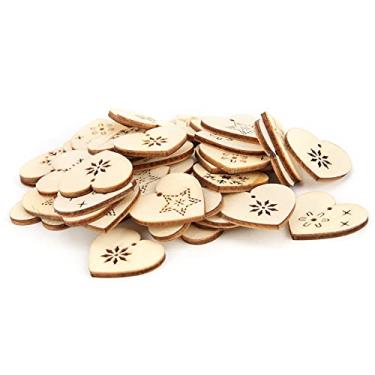 Imagem de Ornamentos de perfuração, blocos de artesanato lascas de madeira em forma de coração 200 peças para uso doméstico