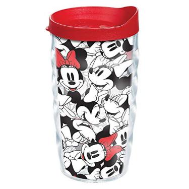 Imagem de Tervis Feito nos EUA Disney com parede dupla – Copo isolado Minnie Expressions mantém as bebidas frias e quentes, 283 g ondulado, transparente