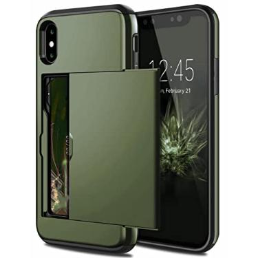 Imagem de Capa de telefone porta-cartão de moda flip para iphone x xs max xr 7 8 plus 6 6 s para samsung s9 s8 plus s7 s6 nota 9, verde do exército, para galaxy s7 edge