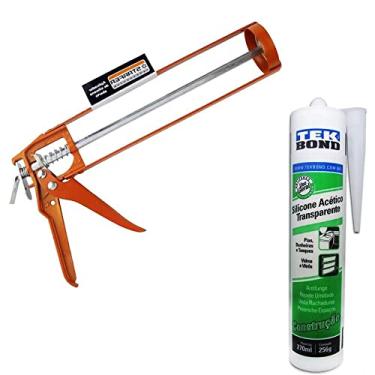Imagem de Kit Aplicador de silicone + Silicone acético construção incolor Tekbond 256g