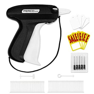 Imagem de Perco Tagging Gun for Clothing - Kit de anexos de etiqueta para venda de varejo, escritório, armazém e quintal, etiquetagem e preço com agulhas extras, etiquetas brancas, farpas de plástico e prendedores de gancho J (kit de armas)