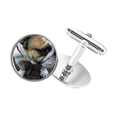 Imagem de DIYthinker Abotoaduras Bulldog para fotografia de animais de estimação com botões redondos