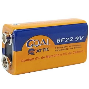 Imagem de Pilha Bateria Retangular De 9V Comum P/ Brinquedos E Eletrônicos 6F22