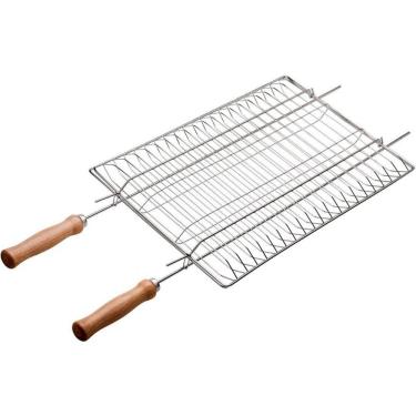 Imagem de Grelha Dupla Para Churrasco Churrasqueira Assados Grelhados