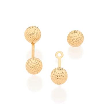 Imagem de Brinco Rommanel Banhado Ouro Ear Jacket Bolas 7mm Trabalhadas 525726