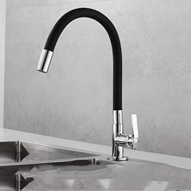 Imagem de Torneira de cozinha de latão flexível montada na parede única fria 360 graus torneira de água giratória universal torneiras montadas na plataforma de manípulo único, B2, CN