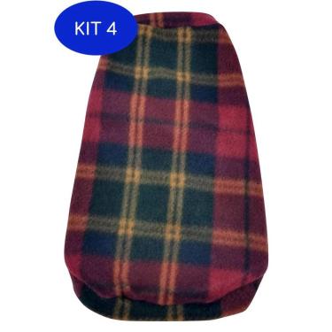 Imagem de Kit 4 Roupa capa soft para cachorro cor xadrez escuro