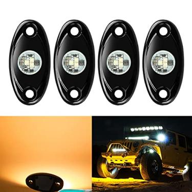 Imagem de 4 Pods LED Rock Lights, Ampper Waterproof LED Neon Underglow Light for Car Truck ATV UTV SUV Offroad Boat Underbody Glow Trail Rig Lamp (Yellow)