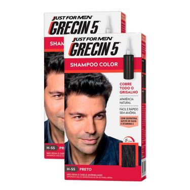 Imagem de Grecin 5 Shampoo Color Tonalizante Preto 60ml | Kit com duas unidades