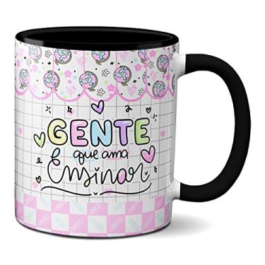 Imagem de Caneca Feliz Dia Professores Gente Que Ama Ensinar Presente (Preta)