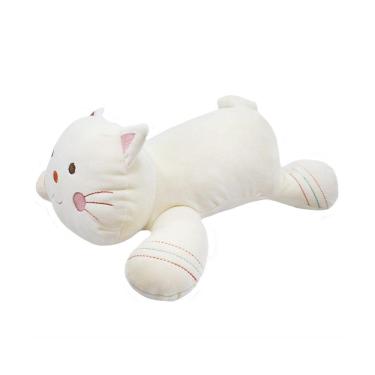 Imagem de Gato De Pelúcia Branco Deitado - 35 Cm