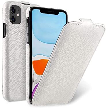 Imagem de HAODEE Capa de telefone flip vertical, para Apple iPhone 11 Shell capa protetora de telefone à prova de choque, forro macio, sem interferência com sinal (cor: branco)
