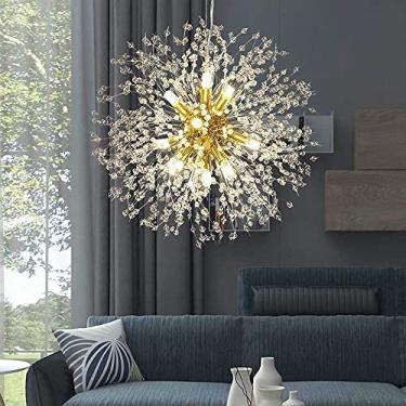 Imagem de Moderno cristal ouro lustres fogos de artifício dente de leão artificial lustre luminária pingente iluminação sala de jantar quarto cozinha sala de estar