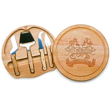Imagem de PICNIC TIME Conjunto de tábua e faca de queijo Circo Mickey Mouse e Minnie Mouse da Disney, conjunto de tábua de charcutaria, tábua de corte de madeira, (Parawood), 25 x 25 x 4 cm