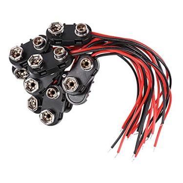 Imagem de QMseller Clipe de bateria DC 9V conector fivela tipo I cabo plástico 15 cm de comprimento (pacote com 10)