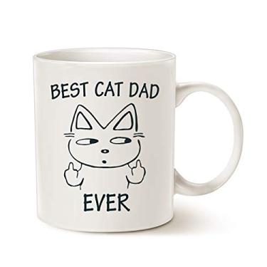 Imagem de MAUAG Caneca de café engraçada para amantes de gatos, Best Cat Dad Ever Presentes fofos de Dia dos Pais para Copo do Pai Branco, 325 ml