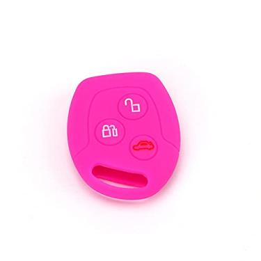 Imagem de YJADHU Tampa da chave do carro de silicone, capa protetora remota da chave do carro, adequado para Ford Transit Focus KA Galaxy Mondeo Fiesta C-Max S-Max, rosa
