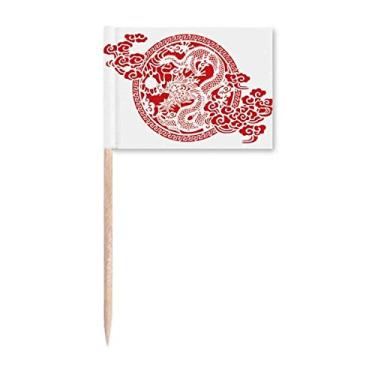 Imagem de Sinalizadores de palito de dente de dragão vermelho chinês para decoração de festa